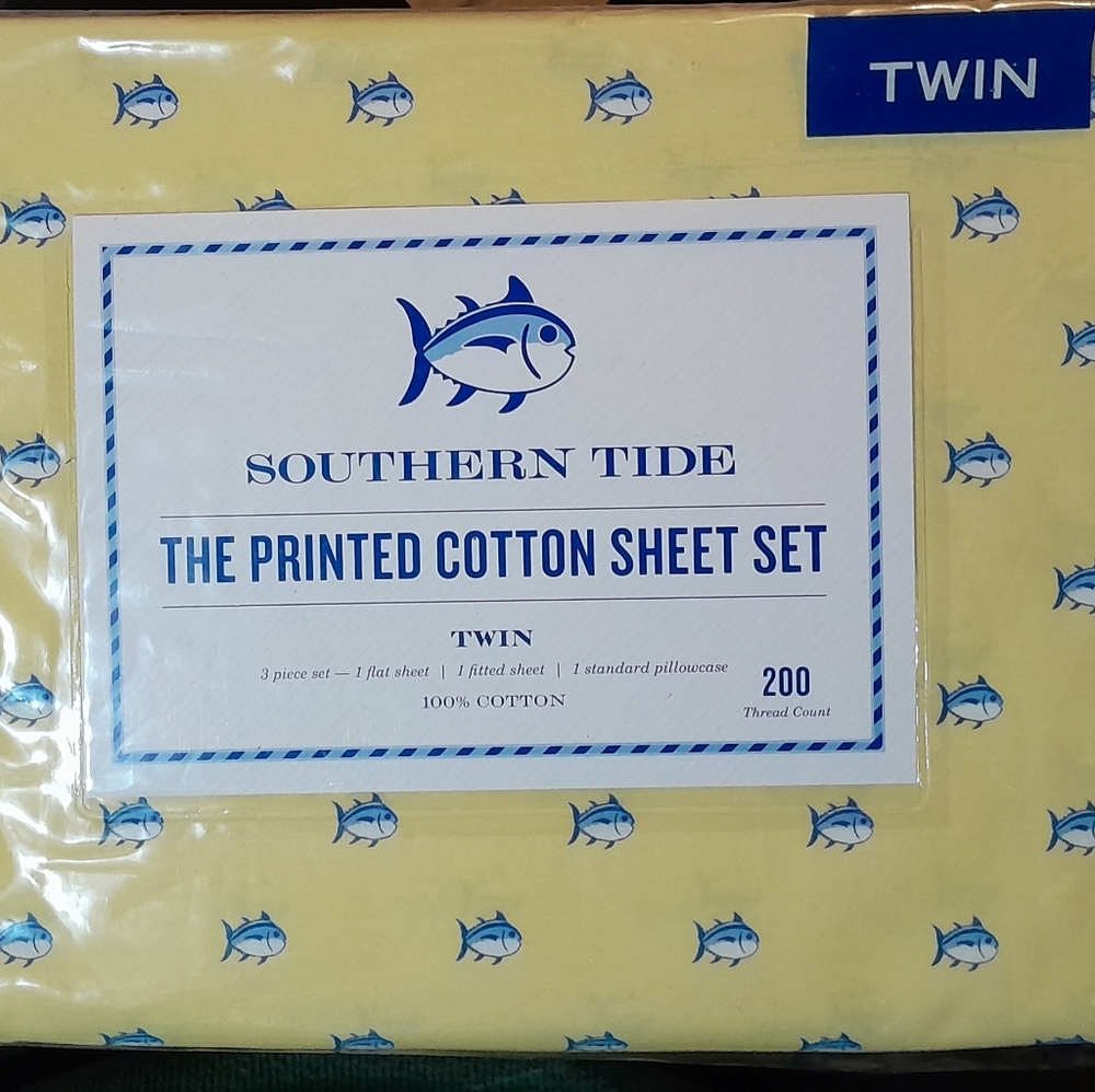 New Southern Tide Skipjack Twin sheet set Yellow
